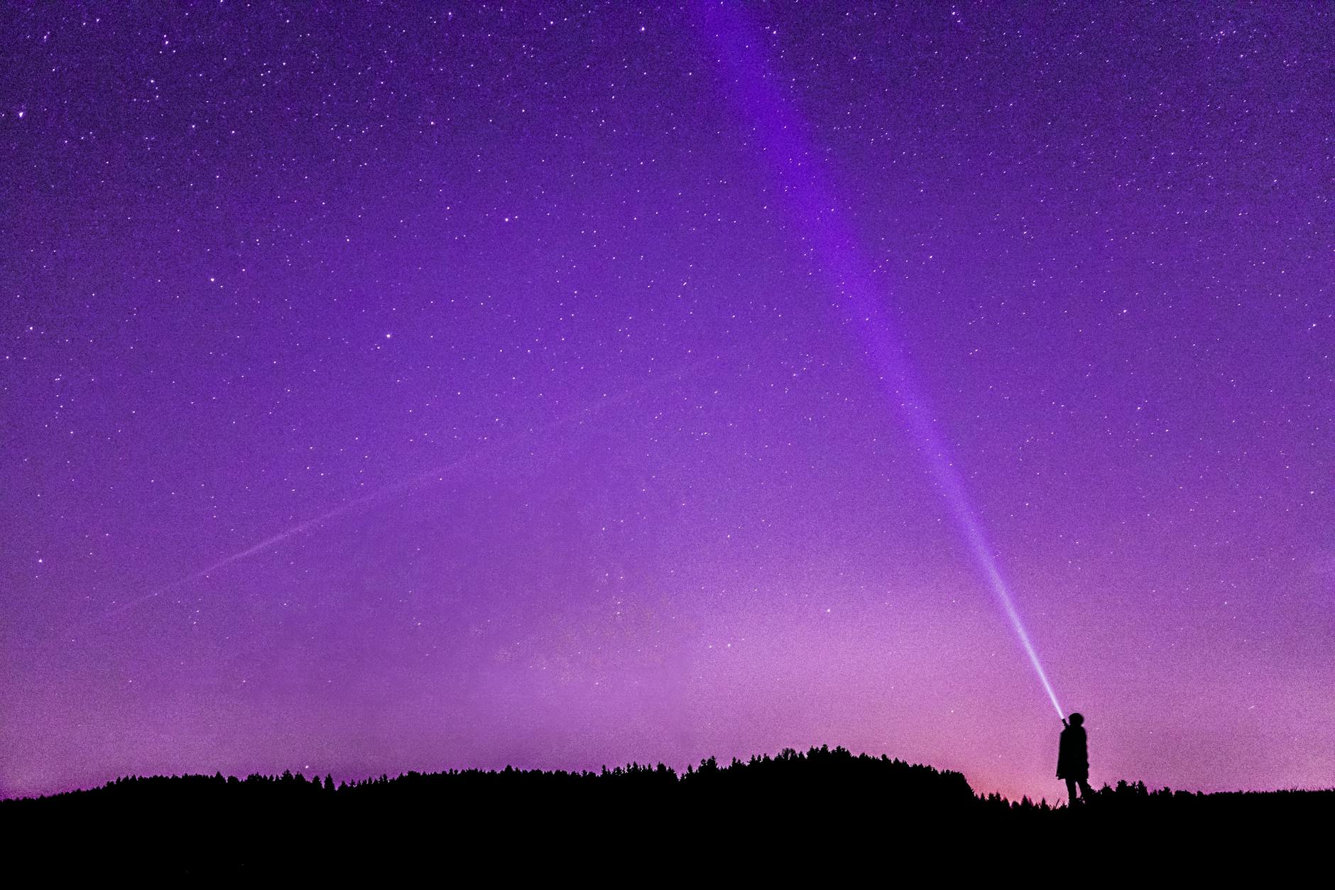 Starry night sky purple