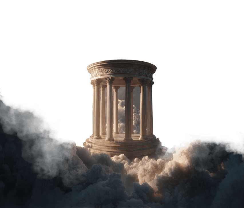 Temple in clouds