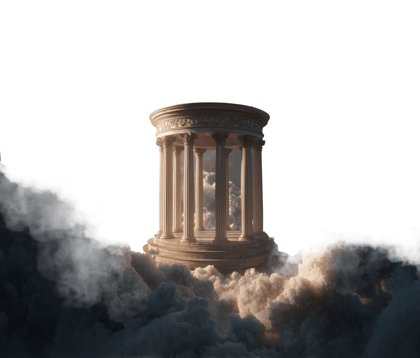 Temple in clouds